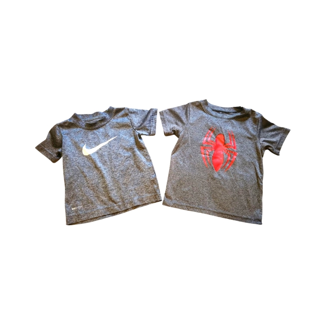 Nike Under Armour Marvel Spiderman Gray Short Sleeve Dry Fit Tees